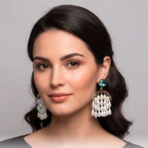 Banana Republic Women's Blue Topaz Gemstone Pearl Waterfall Drop Earrings NWT 35